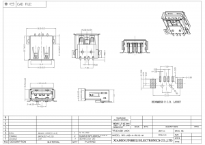 USB-A-RG10M USB 2.0 Type A Connecteur 4Pin Through Hole Vertical