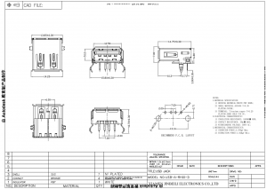 USB-A-RH10-D Prise USB A 2.0 4Pos DIP à angle droit