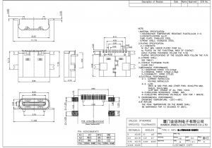 USB-20C-F-01S USB 2.0 Type C Receptacle 16Pin SMD Right Angle