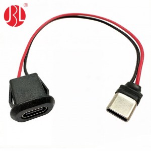 USB-20C-F-06F12L Snap In Panel Mount USB Type C Female to Male Cable