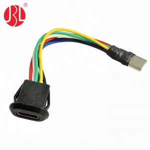 USB-20C-F-06F12L Snap In Panel Mount USB Type C Female to Male Cable