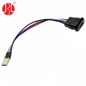 USB-20C-F-06F12L Snap In Panel Mount USB Type C Female to Male Cable