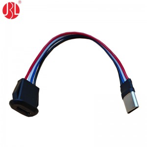 Snap in Panel Mount USB Type C Female to Male Extension Cable