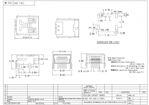 USB-C-RD50 USB 2.0 Mini B 5 Position DIP Right Angle