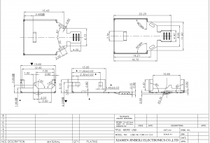 USB-M-10M-H-3.0 Free Hanging USB 3.0 Micro B Receptacle 10 Positions