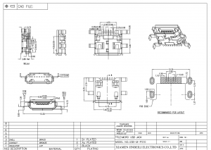 USB-M-PS10 USB Micro B Receptacle Connector 5 Pin SMD Through Hole