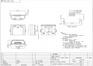 USB-M-RS03 USB Micro B USB 2.0 Receptacle 5Pin SMD