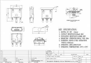USB-M-SD15 USB 2.0 Miro B Receptacle Connector 5 Pos Surface Mount Vertical
