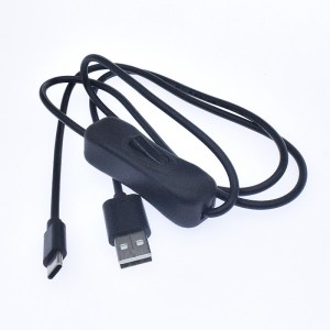 Custom USB 2.0 Type A Male to USB Type C Male Cable with On Off Switch