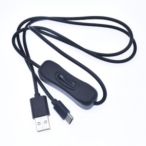Custom USB 2.0 Type A Male to USB Type C Male Cable with On Off Switch