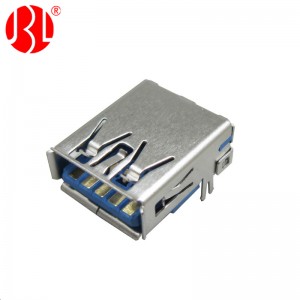 USB 3.0 tipo A reverso horizontal 9 pinos através do orifício ângulo reto