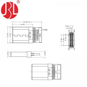 Custom Wire Mount USB Type C Plug 24 Postion with PCB Assembly