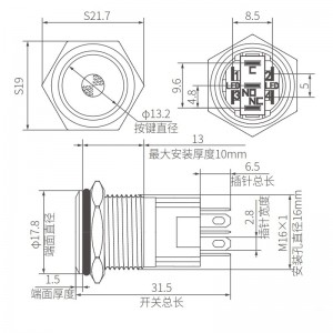 Custom Dot Illumination 16mm Flat Anti Vandal Switch