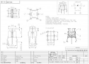 TD03-1D 6,00 mm x 6,00 mm Interruptor tátil iluminado 6 pinos As cores do led podem ser personalizadas