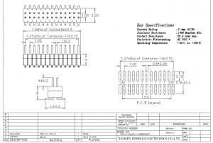 Custom 2 Row Pin Header 1.0mm Pitch Surface Mount Vertical