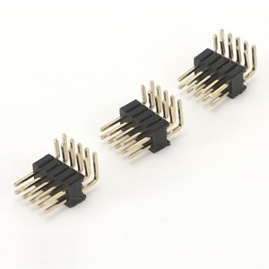 Custom Dual Row Pin Header 1.27mm Pitch DIP Through Hole Right Angle