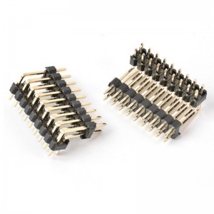 Custom 2 Row Pin Header 2.54mm Pitch DIP Through Hole Right Angle