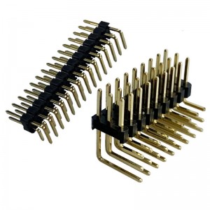 Custom 2 Row Pin Header 2.54mm Pitch DIP Through Hole Right Angle