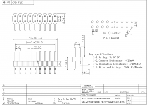 Custom 2 Row Pin Header 2.0mm Pitch DIP Through Hole Right Angle