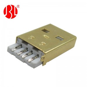 Solder Type Gold Plating USB 2.0 Type A Plug Free Hanging