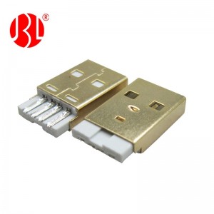 Solder Type Gold Plating USB 2.0 Type A Plug Free Hanging