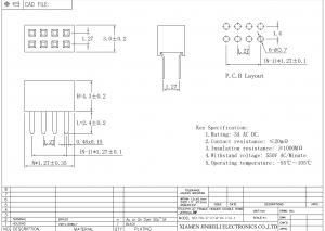 Custom 1.27mm Vertical Female Header Connector Through Hole