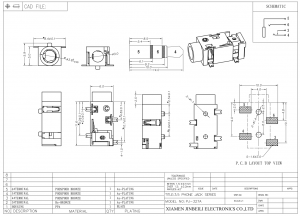 PJ-327AM Conector de áudio 3,5 mm SMD 5 pinos DC12V 1A Conector estéreo