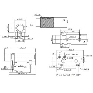 Prise audio 3,5 mm DIP 5 broches DC12V 1A Prise stéréo 3,5 mm PJ-328A