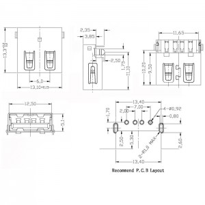 Reverse Mount USB 2.0 Type A Receptacle Offset DIP Right Angle