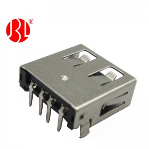 Reverse Mount USB 2.0 Type A Receptacle Offset DIP Right Angle