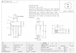 SS-22F20 Slide Switch DPDT 2P2T DIP Through Hole Horizontal pc Pin