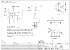 Interruptor deslizante SS-23D07 DP3T através do orifício horizontal EG2305A EG2305