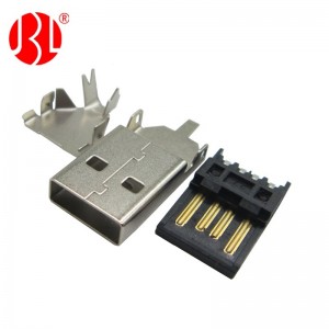 Solder Type USB 2.0 Type A Plug Free Hanging In Line