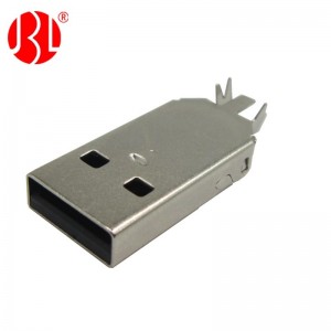 Solder Type USB 2.0 Type A Plug Free Hanging In Line