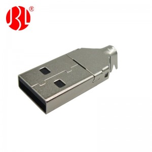 Solder Type USB 2.0 Type A Plug Free Hanging In Line