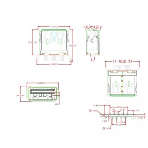 USB 3.0 Type A 9 Position DIP Through Hole